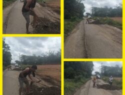 Kades Dwijaya Pimpin Kerja Bakti Perbaiki Jalan Desa