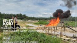 Gerak Cepat Polsek Kuantan Mudik Tertibkan 6 Rakit PETI di Areal PT KTBM