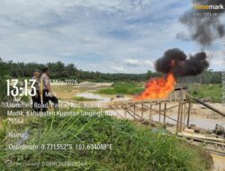 Gerak Cepat Polsek Kuantan Mudik Tertibkan 6 Rakit PETI di Areal PT KTBM