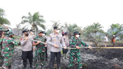 Cegah Karhutla Meluas, Wakapolda Riau dan Irdam XIX/TT Turun Langsung Padamkan Api di Pasir Limau Kapas
