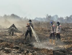 Polres Inhil Bersama Tim Gabungan Padamkan dan Dinginkan Hotspot di Desa Kayu Raja