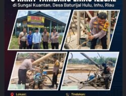 Polsek Peranap Tertibkan 8 Rakit Tambang Emas Ilegal di Sungai Kuantan Desa Baturijal Hulu