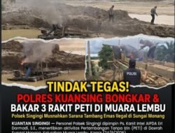 Polres Kuansing Tertibkan PETI di Muara Lembu, Tiga Rakit Dimusnahkan