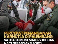 Percepat Penanganan Karhutla di Palembang, Satgas OMC Semai Dry Ice dan NaCl sebanyak 5 Sorti