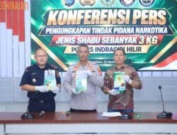 Kapolres Inhil Pimpin Konferensi Pers, Ungkap Peredaran 3 Kg Sabu Kolaborasi dengan Bea Cukai Tembilahan