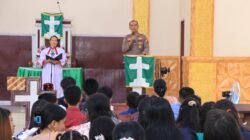 Rajut kedamaian bersama, Polres Rohil Hadiri Laksanakan Minggu Kasih di HKBP Maranatha Cempedak Rahuk.