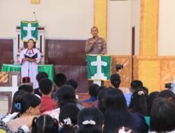 Rajut kedamaian bersama, Polres Rohil Hadiri Laksanakan Minggu Kasih di HKBP Maranatha Cempedak Rahuk.